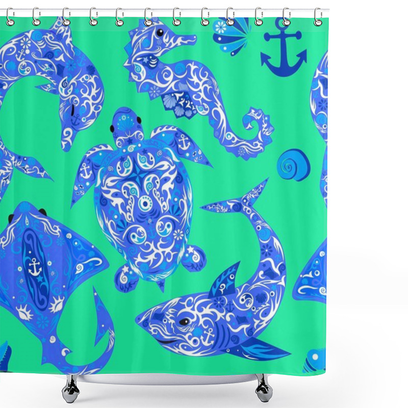 Personality  Marine Animal  Pattern Shower Curtains