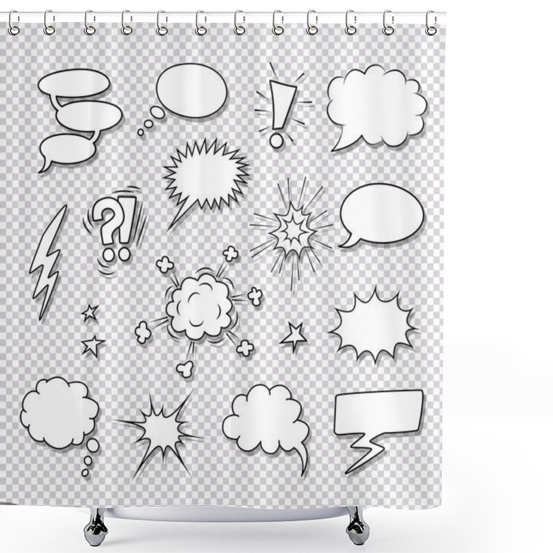 Personality  Comic Speech Bubbles And Elements Vector Set Shower Curtains