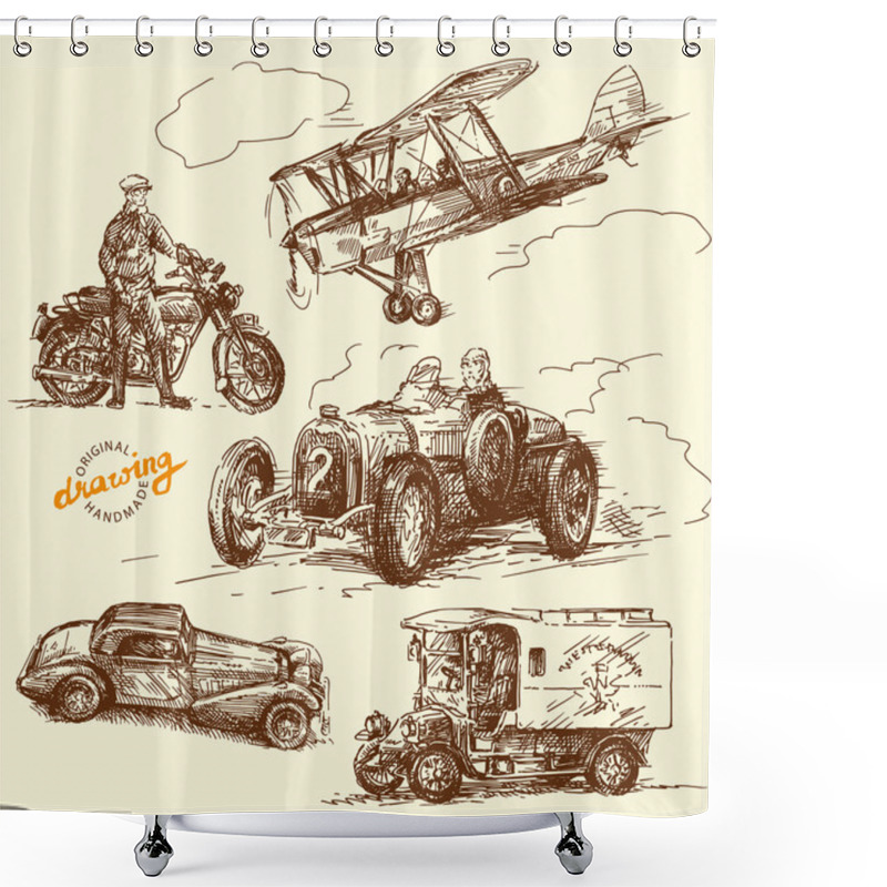 Personality  Old Times-original Hand Drawn Collection Shower Curtains