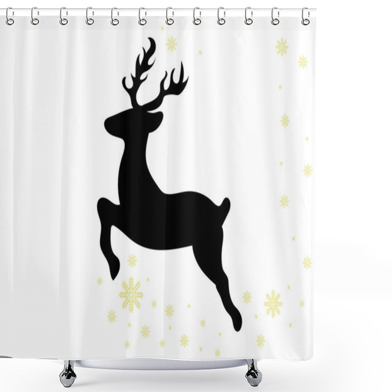 Personality  Icon Of A Forest Deer On A White Background. New Year's (Christmas) Card  Shower Curtains