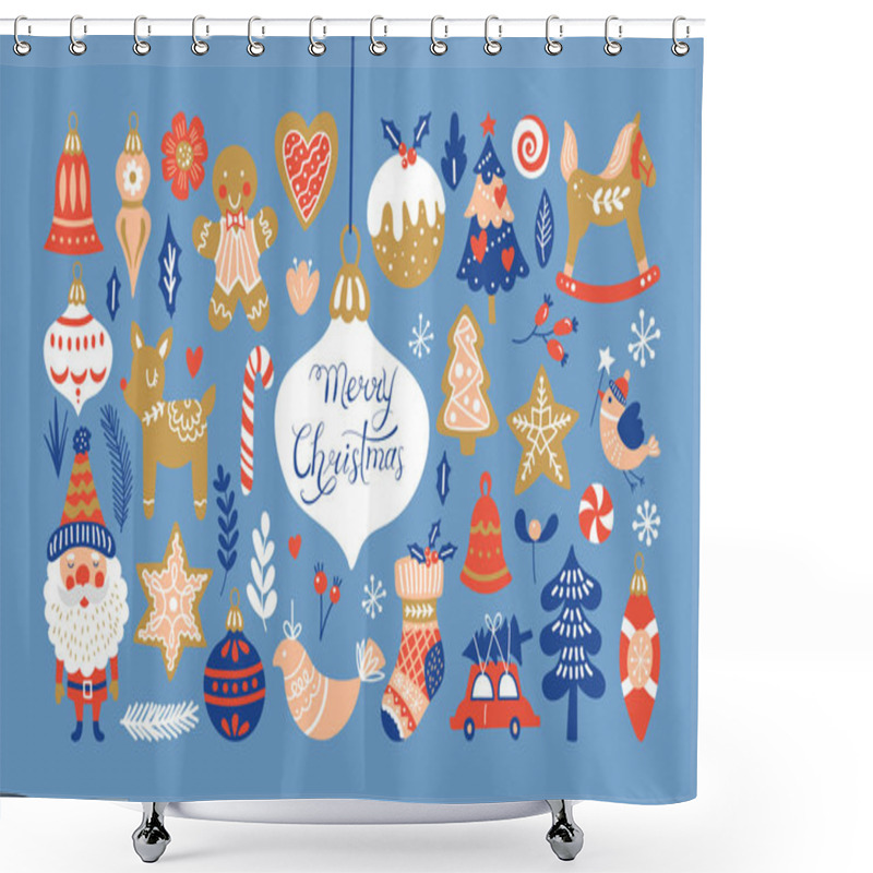 Personality  Christmas Holiday Element Set For Graphic And Web Design Shower Curtains