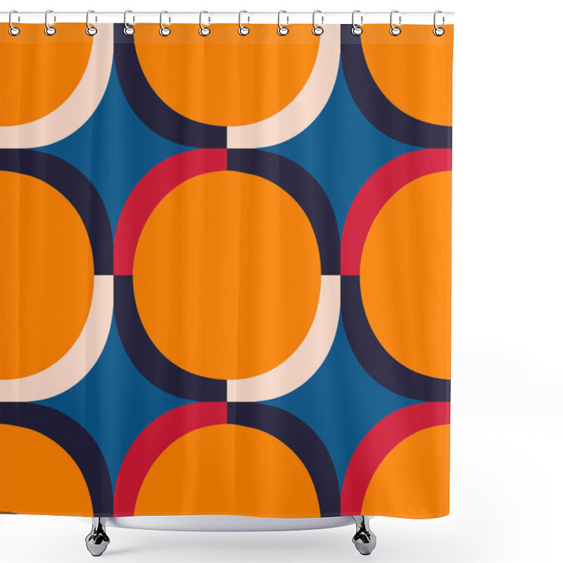 Personality  Abstract Geometrical Pattern In A Retro Style. Mid Century Modern Texture. Bold And Groovy Seamless Background. Shower Curtains