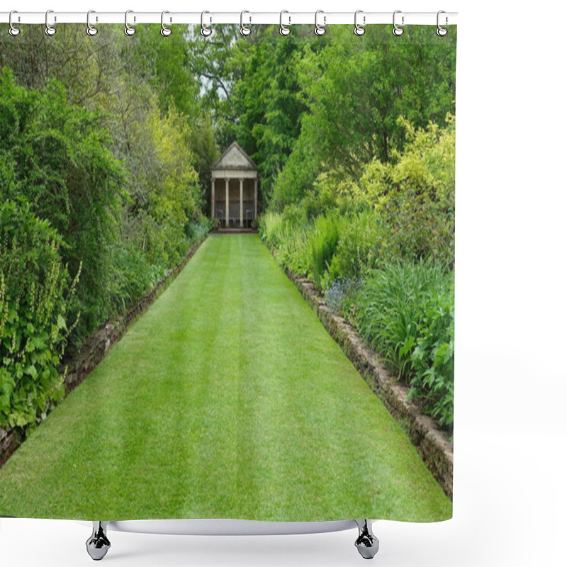 Personality  Path Through A Beautiful English Style Park With Green Plants Shower Curtains