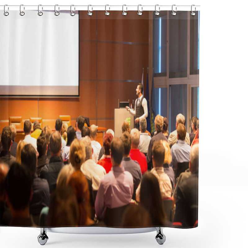 Personality  Speaker At Business Conference And Presentation. Shower Curtains