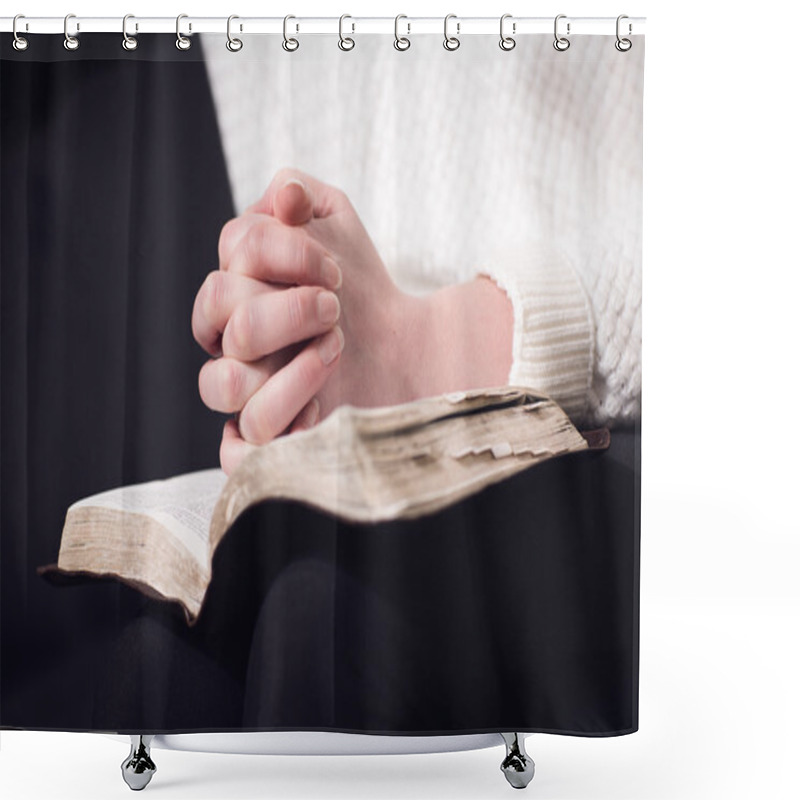 Personality  Reading Bible And Pray Shower Curtains