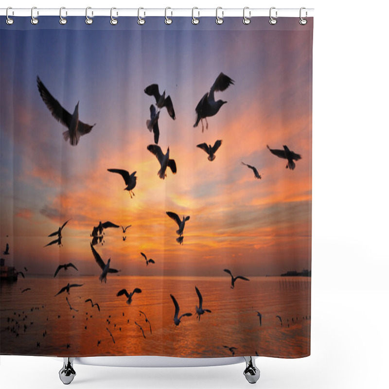 Personality  Flock Of Seagulls Are Dancing With Twilight Shower Curtains