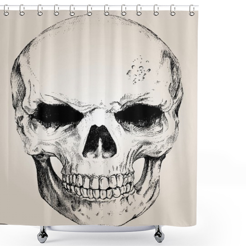 Personality  Vector Skull With Easy Edited Shower Curtains