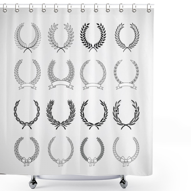 Personality  Set Of Laurel Wreaths Shower Curtains