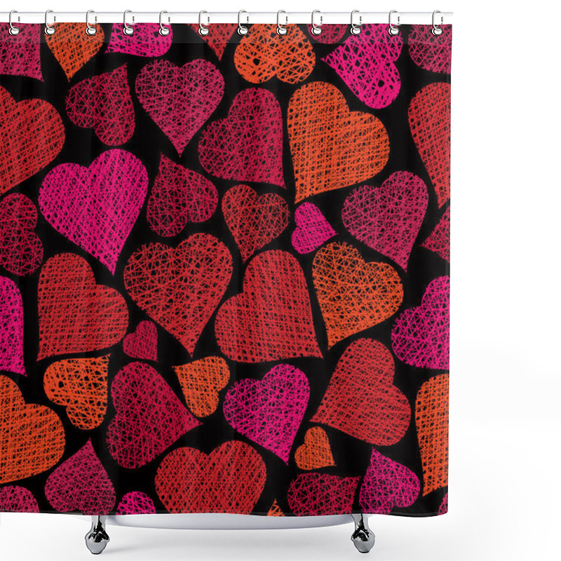 Personality  Love Theme Seamless Background, Hearts Seamless Pattern, Vector, Shower Curtains