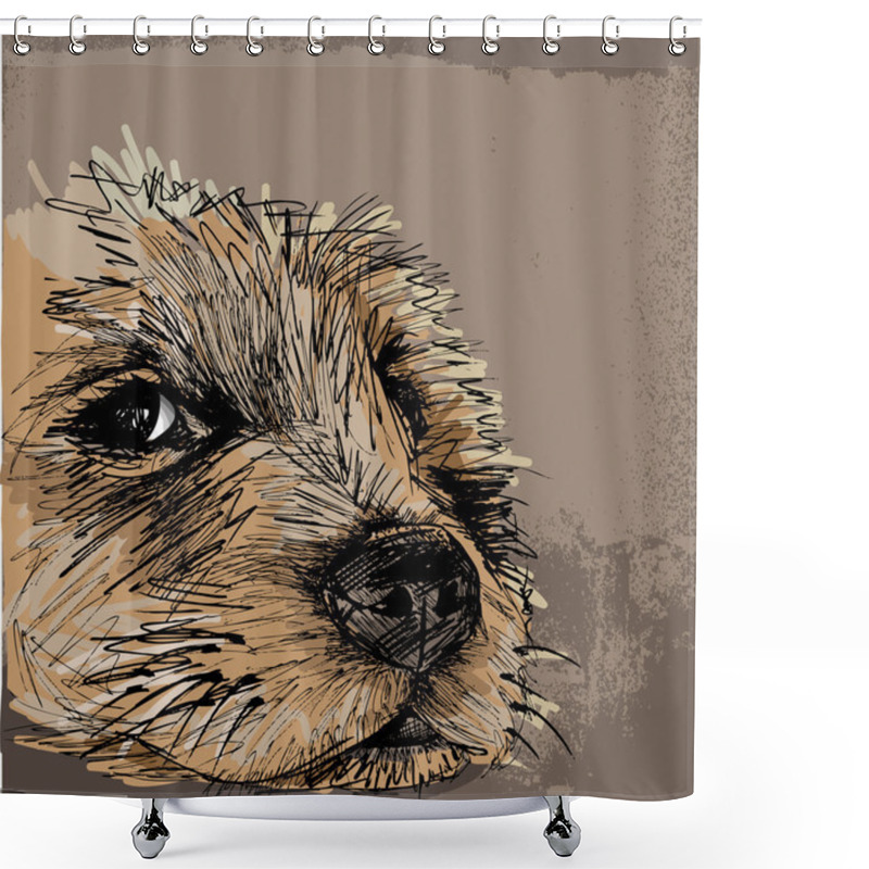 Personality  Sketch Of A Dog Shower Curtains