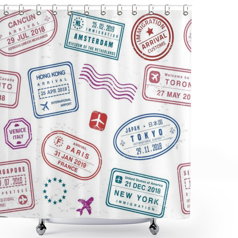 Personality  Seamless Travel Background Shower Curtains