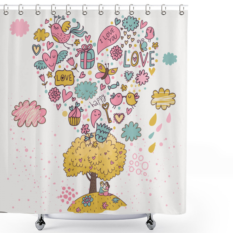 Personality  Romantic Date Under The Tree Of Love Shower Curtains