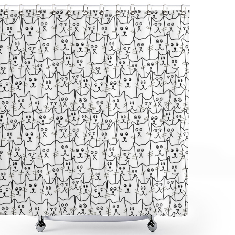 Personality  Monochrome Seamless Pattern With Cats Shower Curtains