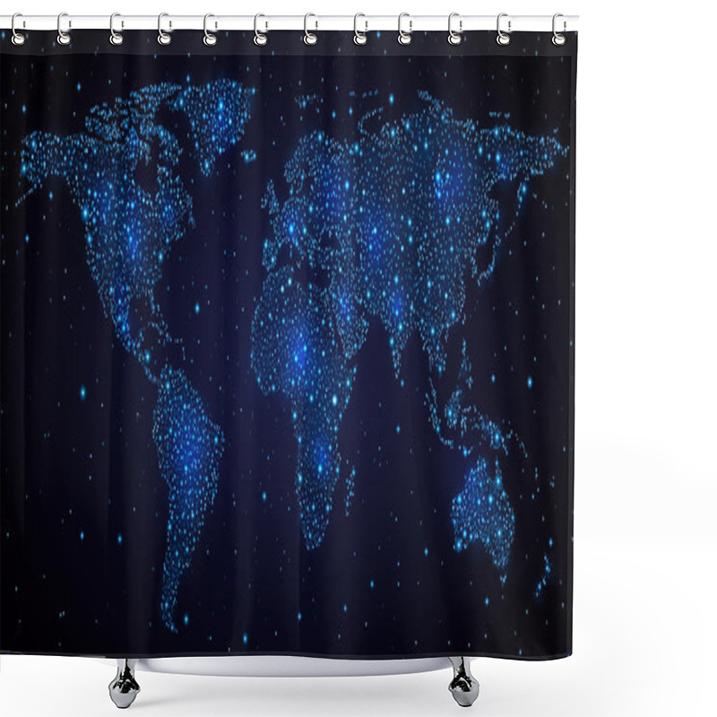 Personality  World Map In Night Sky Shower Curtains