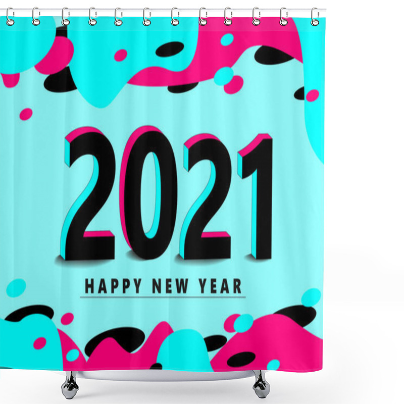 Personality  2021 New Year. Ox Horoscope Sign.  2021 Logo Design. Greeting Card In The Style Of Social Media. Flat Minimalistic Vector Illustration. EPS10 Shower Curtains