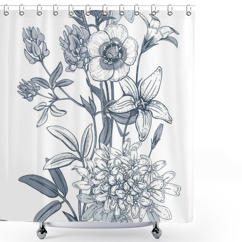 Personality  Seamless Vector Floral Pattern. Shower Curtains