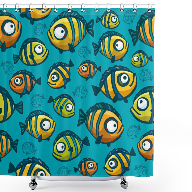 Personality  Fish Wallpaper - Seamless Pattern Shower Curtains