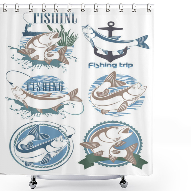 Personality  Icons Fish Chub Shower Curtains