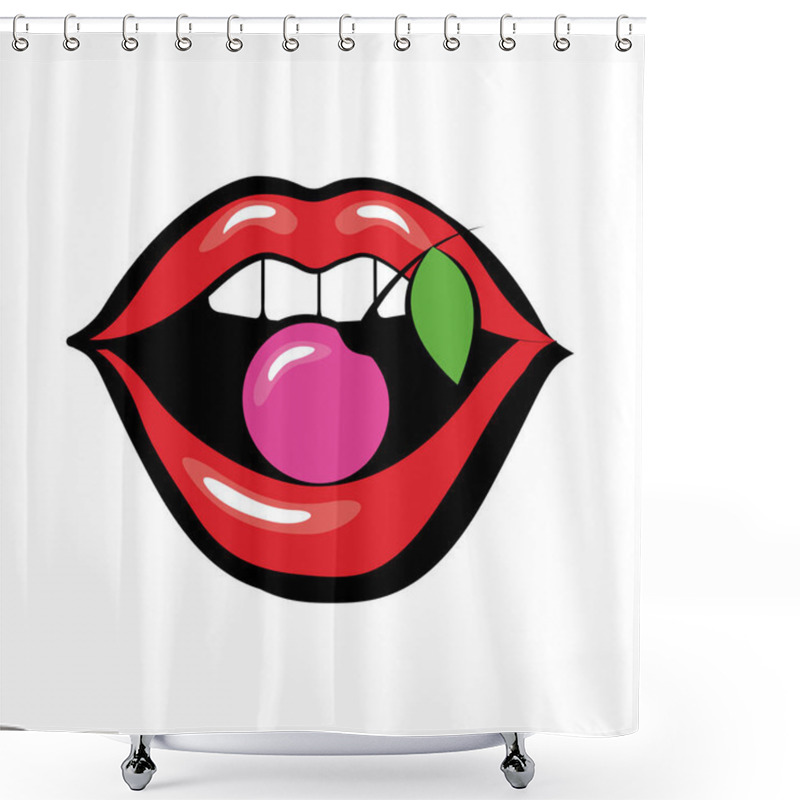 Personality  Pop Art Mouth Biting Cherry Fill Style Icon Shower Curtains