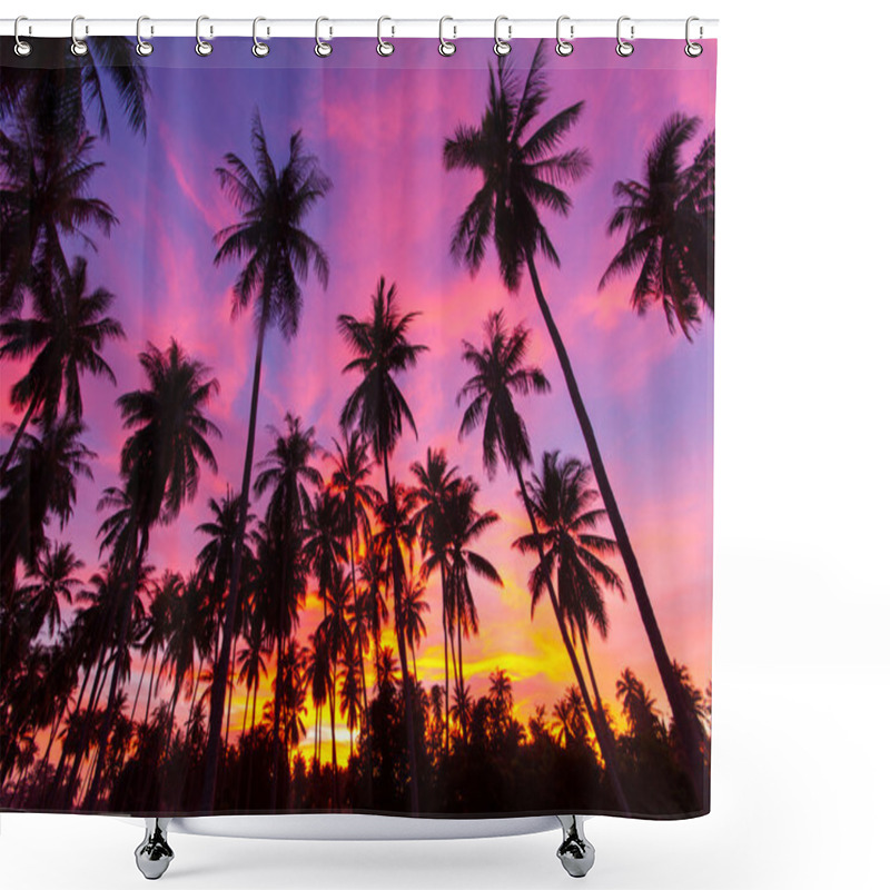 Personality  Coconut Palm Tree Silhouette Shower Curtains