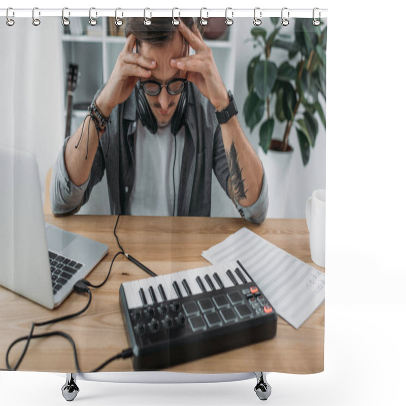 Personality  Angry Young Musician Shower Curtains