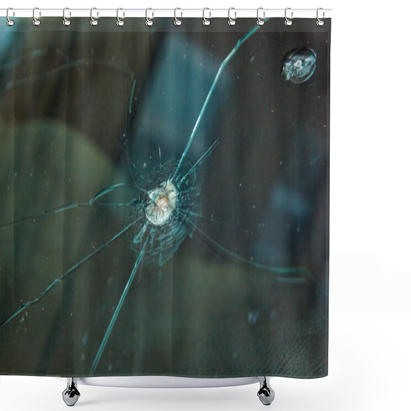 Personality  Close Up Of A Cracked Window Shower Curtains