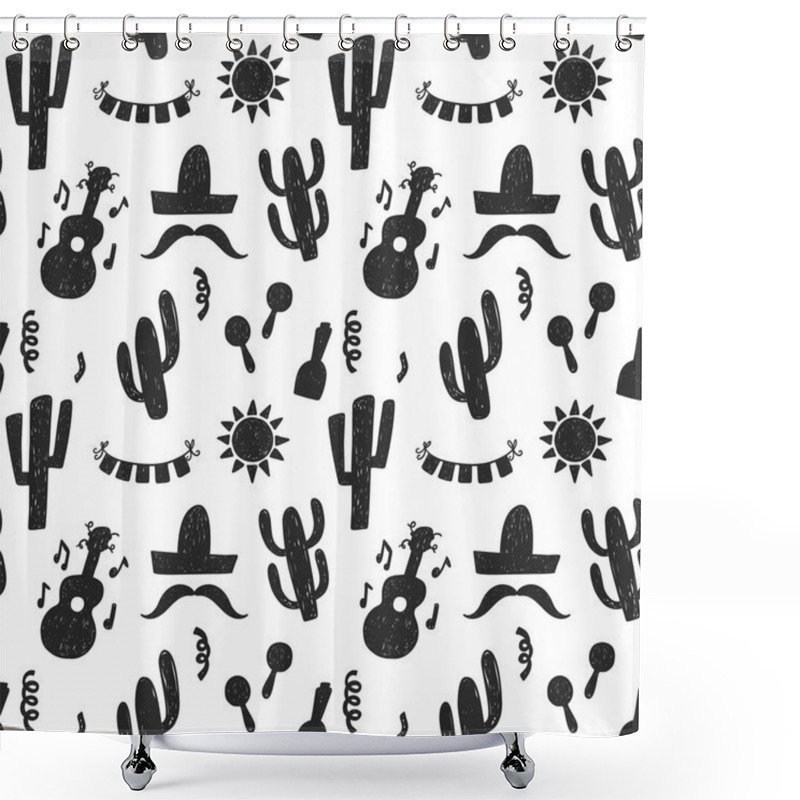 Personality  Mexican Doodle Seamless Pattern Shower Curtains