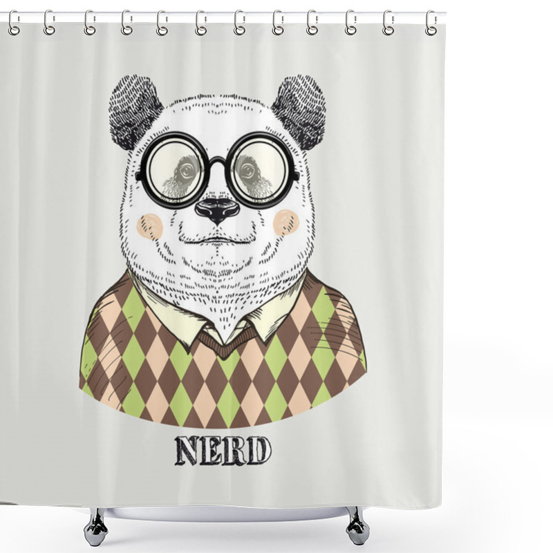 Personality  Panda Boy In Argyle Pullover Shower Curtains