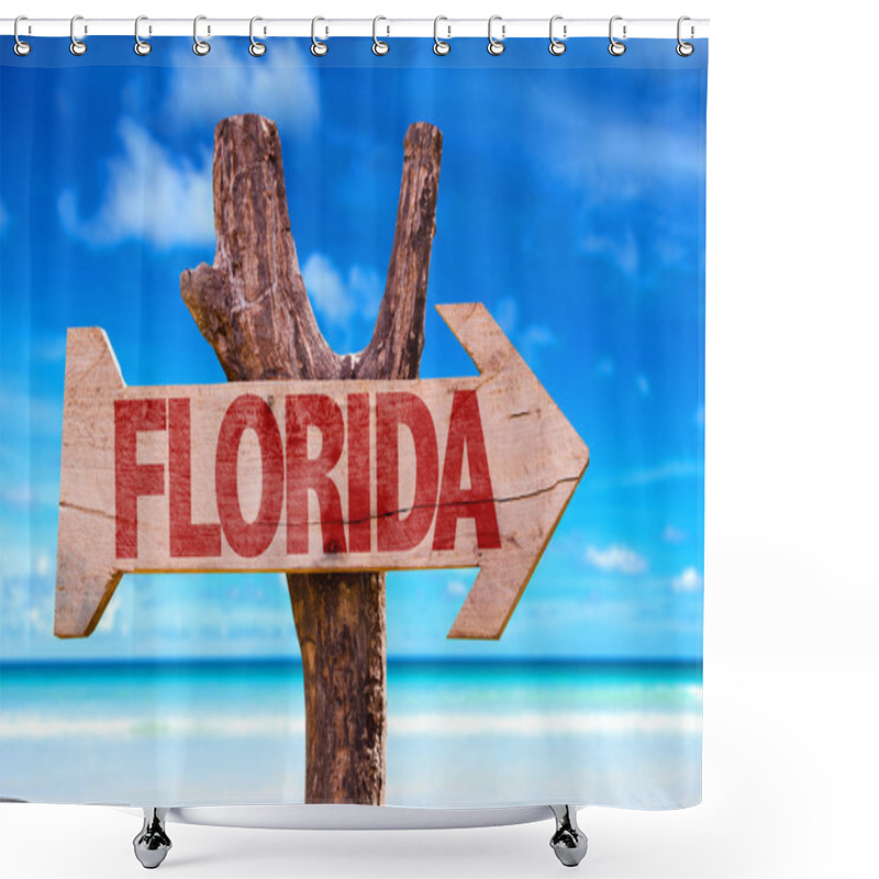 Personality  Florida Wooden Sign Shower Curtains