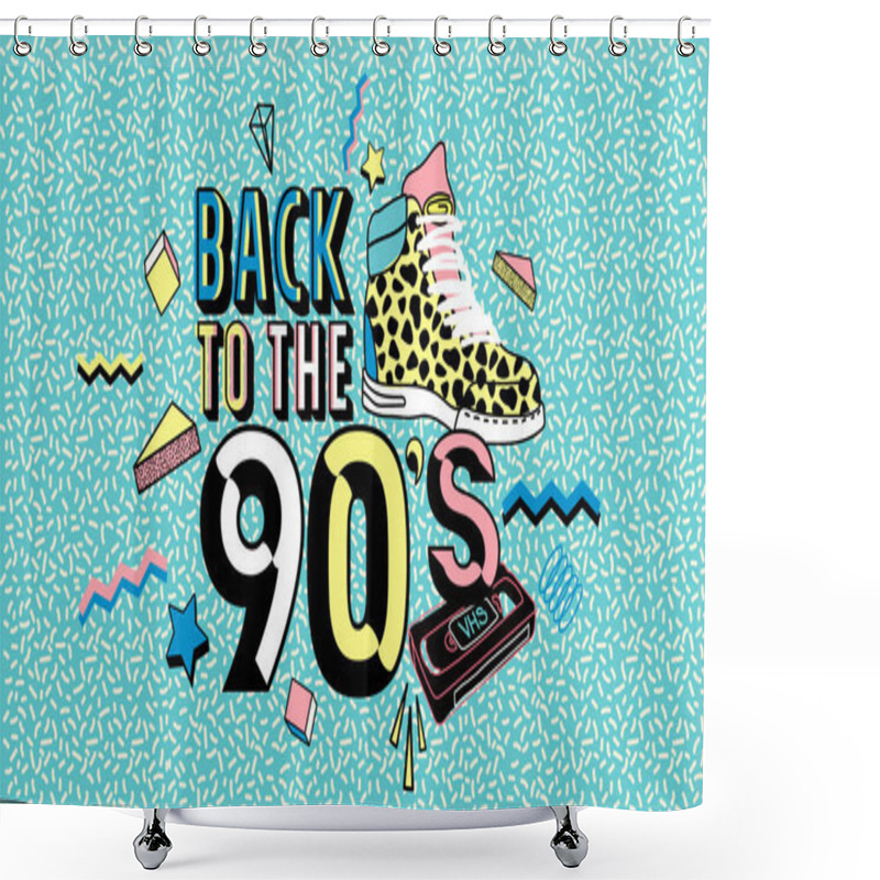 Personality  Back To The 80s-90s.Memphis Poster, Invitation Card And Banner Shower Curtains