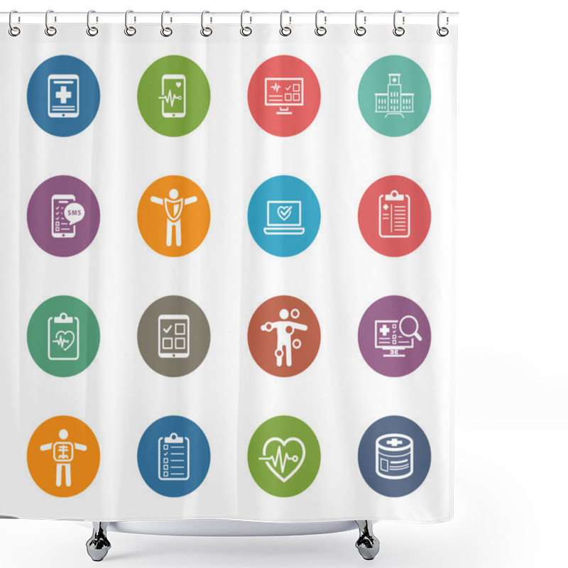 Personality  Medical & Health Care Icons Set. Flat Design. Shower Curtains