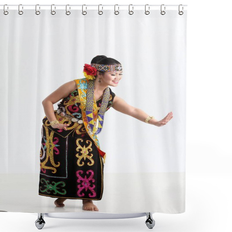 Personality  Woman From Sarawak With Traditional Costume Posing In Studio Shower Curtains