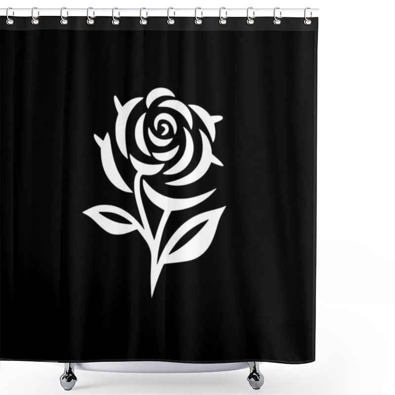 Personality  Flowers - Black And White Isolated Icon - Vector Illustration Shower Curtains