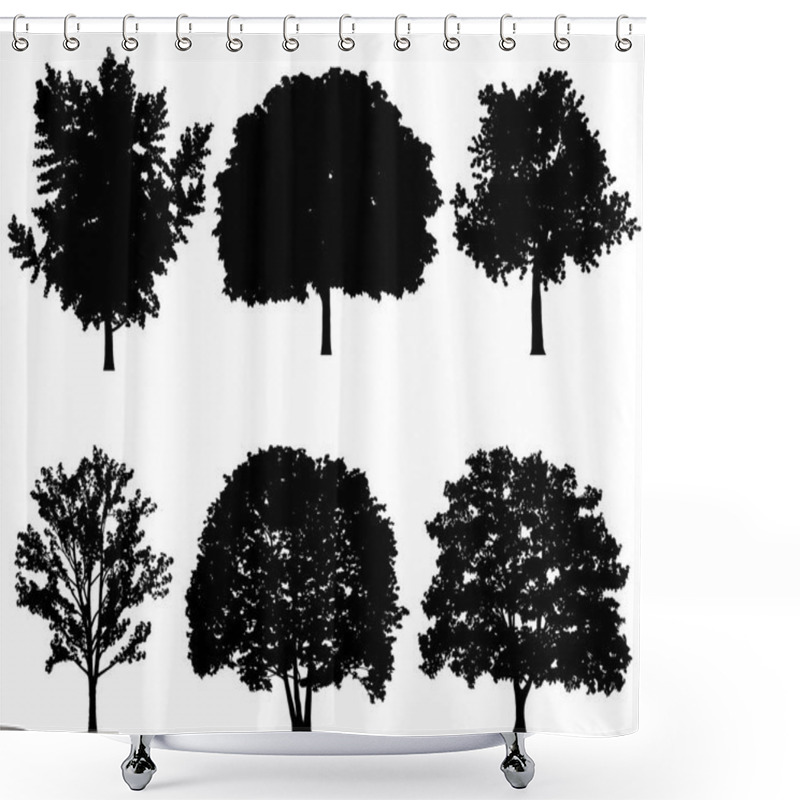 Personality  Tree Silhouettes Vector Illustration Shower Curtains