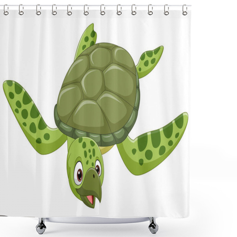 Personality  Vector Illustration Of Cartoon Sea Turtle On White Background Shower Curtains