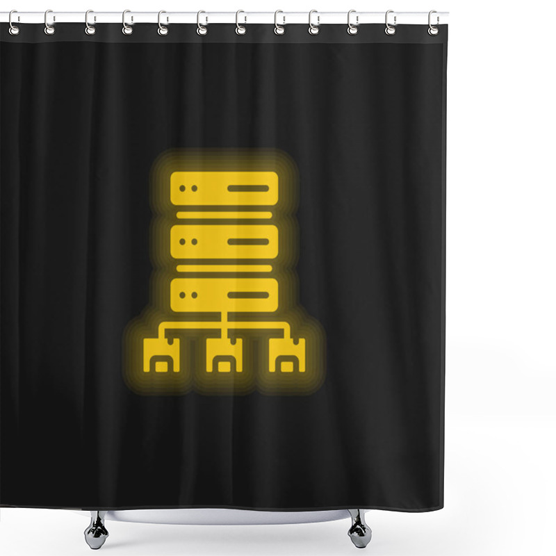 Personality  Big Data Yellow Glowing Neon Icon Shower Curtains