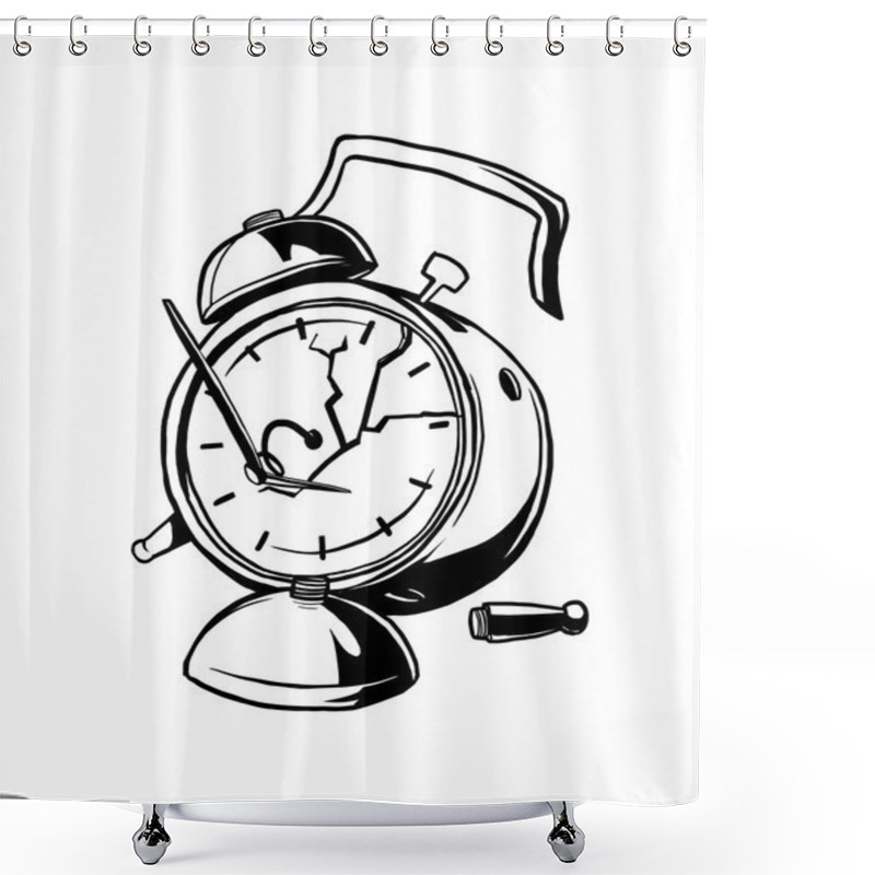 Personality  Broken Alarm Clock Shower Curtains