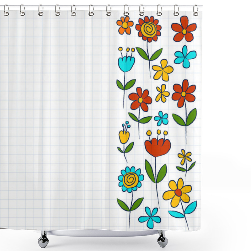 Personality  Vector Set Of Doodle Flowers Shower Curtains