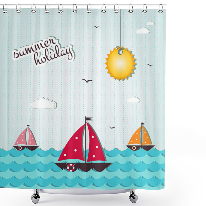 Personality  Cartoon Summer Holiday Background Shower Curtains