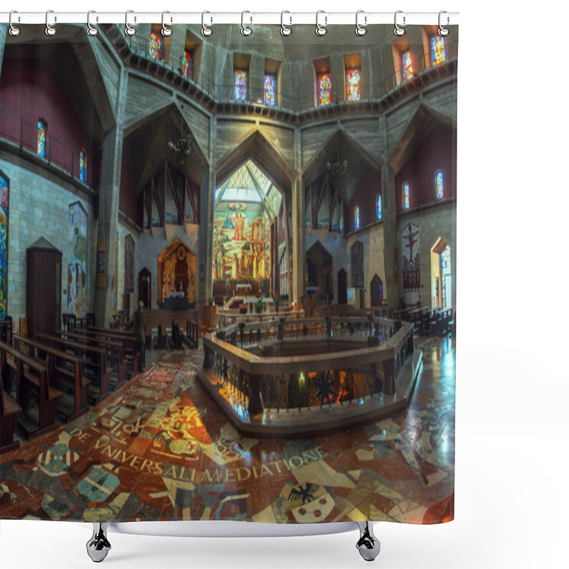 Personality  Panorama - Interior Of Church Of The Annunciation, Nazareth Shower Curtains