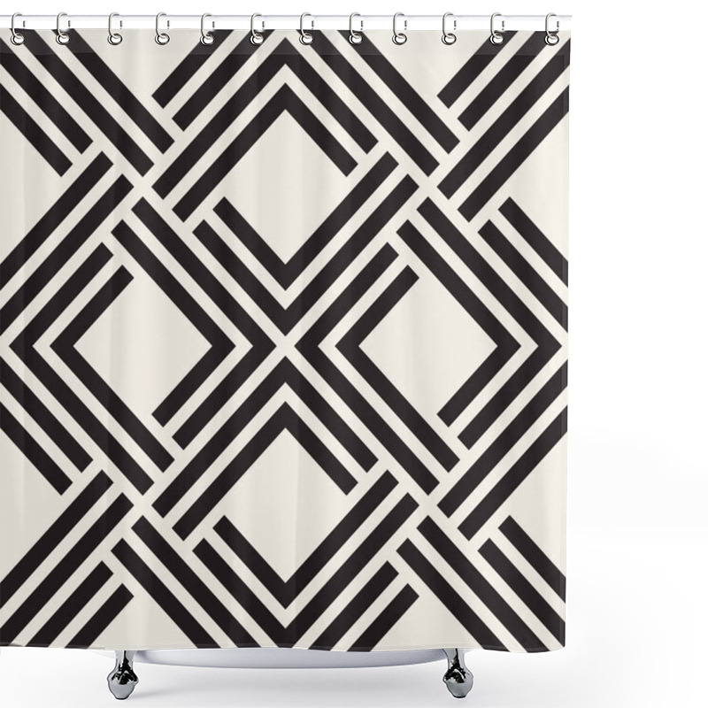 Personality  Vector Seamless Lattice Pattern. Modern Stylish Texture With Monochrome Trellis. Repeating Geometric Grid. Simple Graphic Design Background.  Shower Curtains