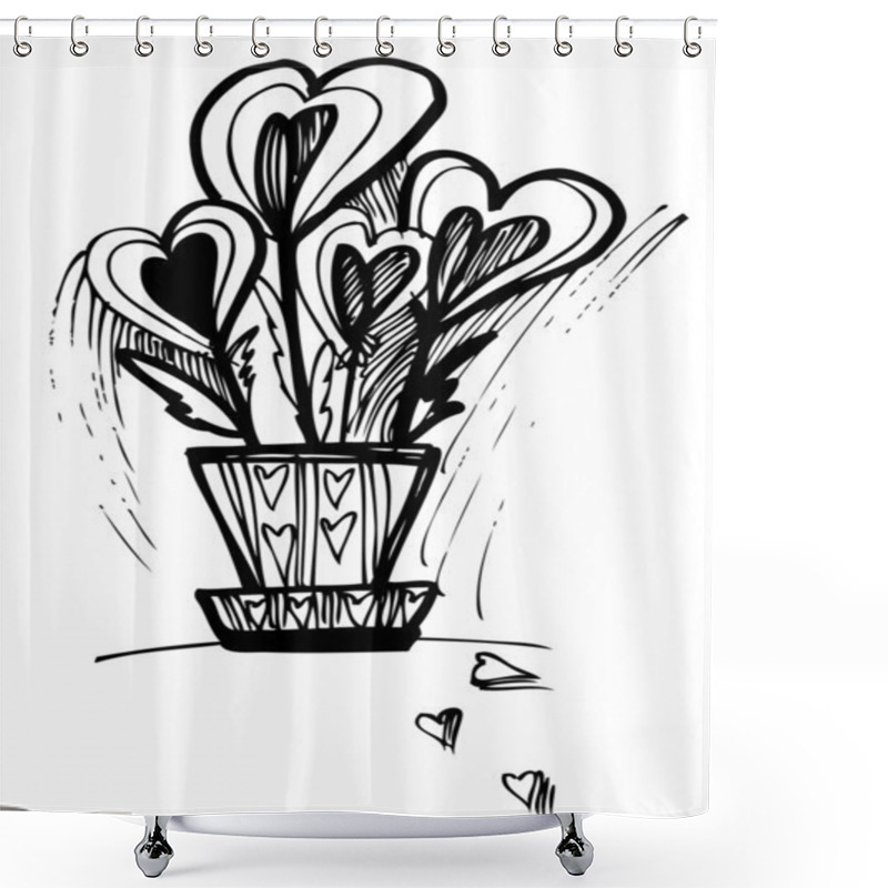 Personality  Drawing Hearts In The Pot For Valentine's Day Shower Curtains