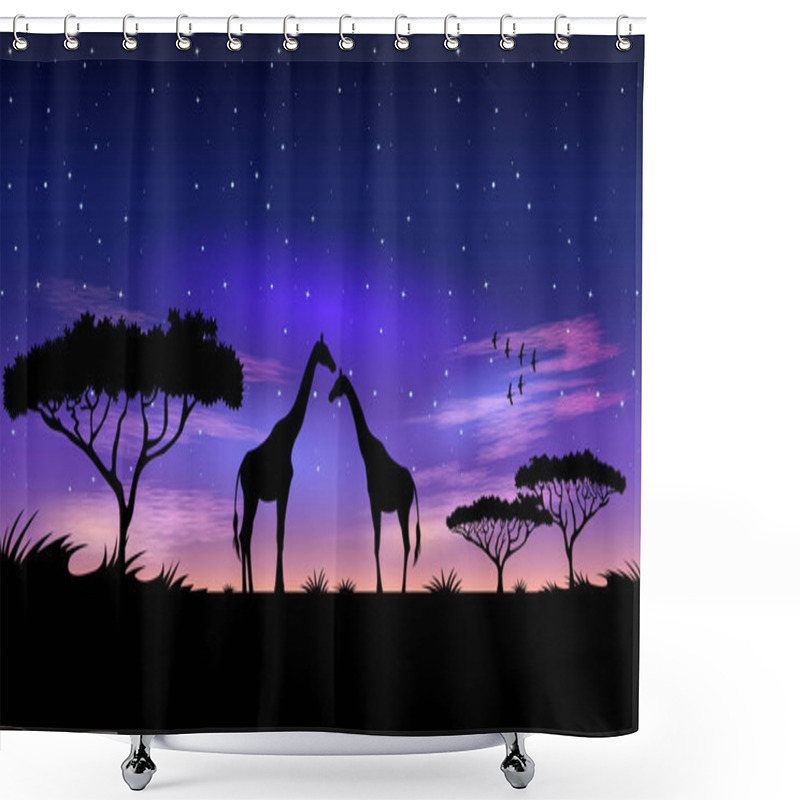 Personality  Africa At Night. Shower Curtains