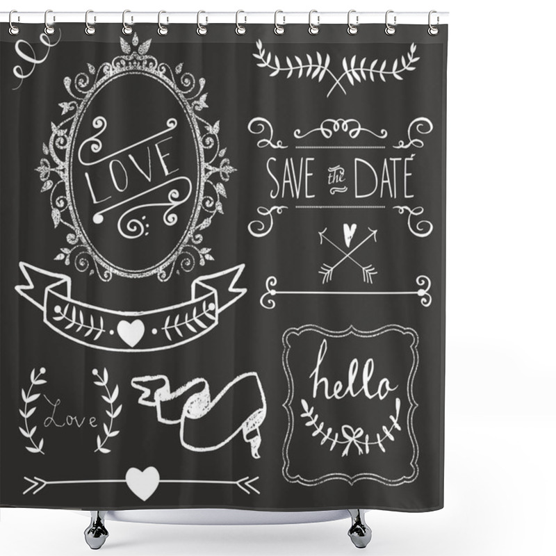 Personality  Chalkboard Wedding Graphic Set Shower Curtains