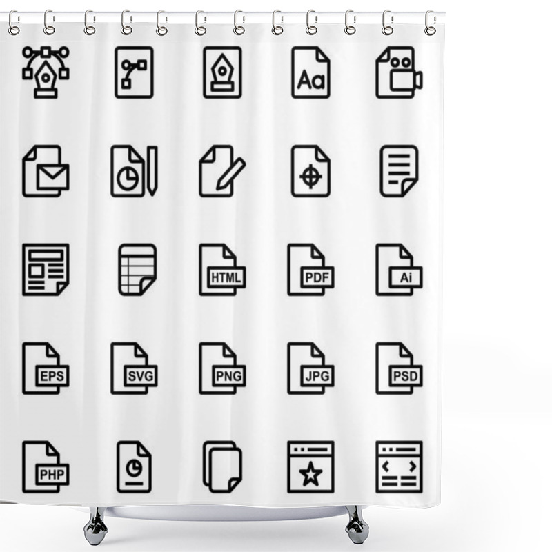 Personality  Outline Icons For Web Design And Development. Shower Curtains