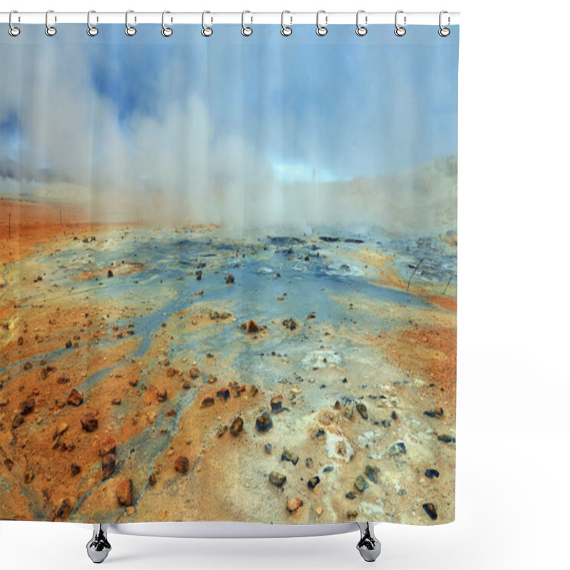 Personality  Geothermal Region Of Hverir In Iceland Near Myvatn Lake, Iceland, Europe Shower Curtains