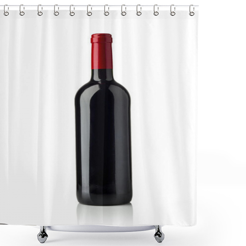 Personality  Red Wine And A Bottle Isolated Over White Background Shower Curtains