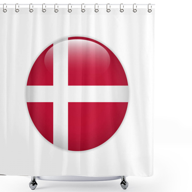 Personality  Denmark Flag On Button Shower Curtains