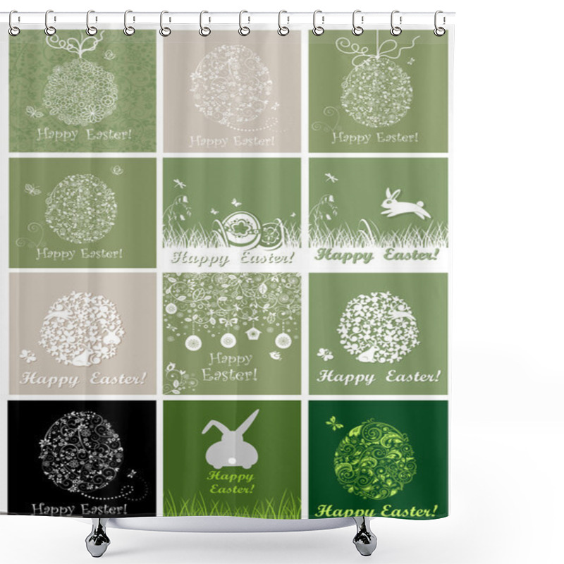 Personality  Beautiful Easter Cards With Lacy And Paper Eggs Shower Curtains