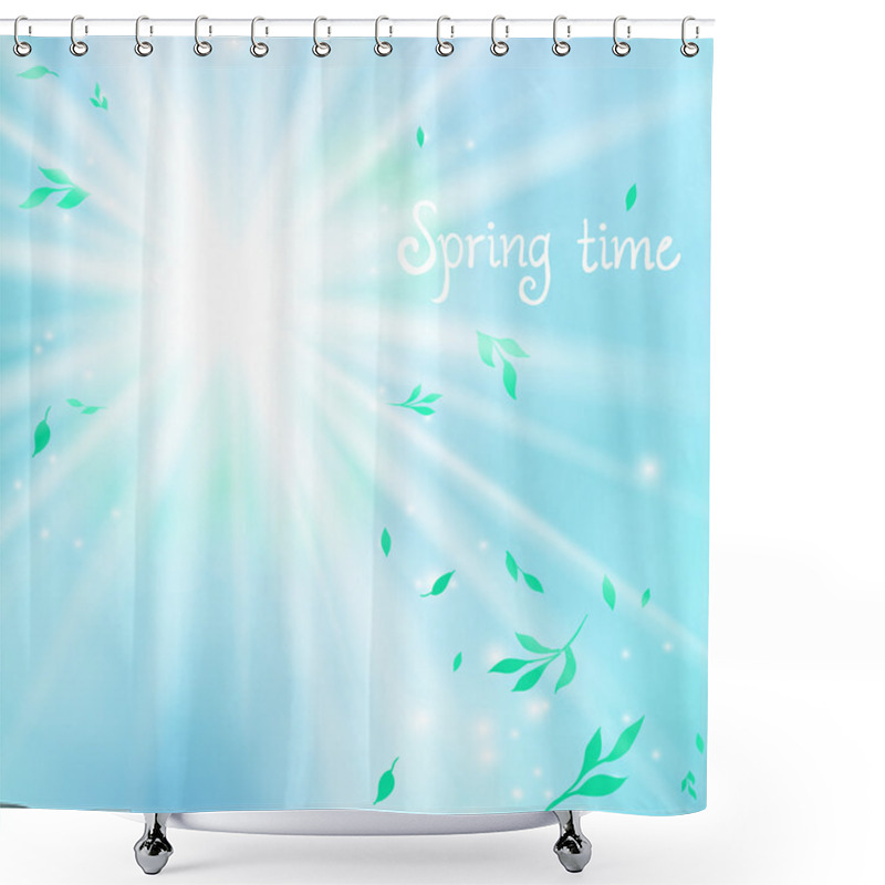 Personality  Spring Card Background With Sun And Leaves Shower Curtains